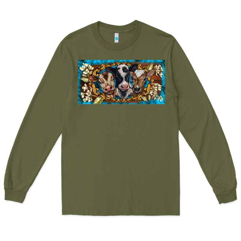 Western Cow Turquoise’s White Flowers License Plate Template Long Sleeve Tee by BarkalooDesign | Teevron