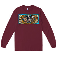 Burgundy western cow turquoise’s white flowers license plate template Long Sleeve Tee - BarkalooDesign