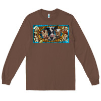Chestnut western cow turquoise’s white flowers license plate template Long Sleeve Tee - BarkalooDesign
