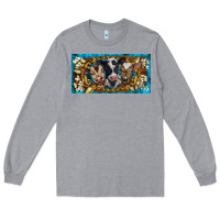 Heather Grey western cow turquoise’s white flowers license plate template Long Sleeve Tee - BarkalooDesign
