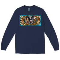 Navy western cow turquoise’s white flowers license plate template Long Sleeve Tee - BarkalooDesign