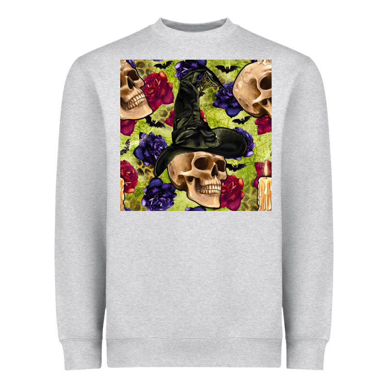 Halloween Witch Skull Seamless Pattern Heavyweight Sweatshirt by BundleAndBundleShop | Teevron