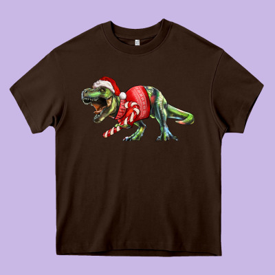 Heavy Core Tee t rex christmas