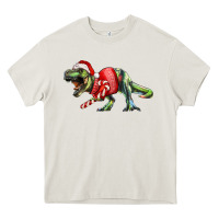 Cream t rex christmas Heavy Core Tee - RanaPortraitStore