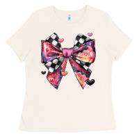 Bone coquette bow floral checkered pattern Ladies Tee - JahusDesignShop