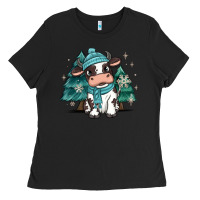 Winter I'm Udderly Freezing Baby Cow Ladies Tee | Teevron