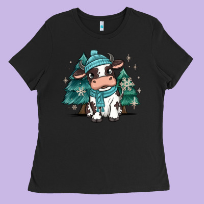 Ladies Tee winter i'm udderly freezing baby cow