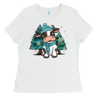 White winter i'm udderly freezing baby cow Ladies Tee - MaliasSmallBusiness