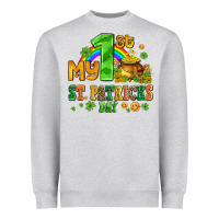 Heather Grey my first st patricks day with coins and shamrocks Heavyweight Sweatshirt - AdoDesignShop