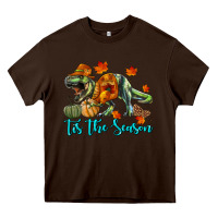 Chocolate Brown t rex tis the season Heavy Core Tee - RanaPortraitStore