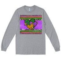 Heather Grey mardi gras hearts and fleur de lis Long Sleeve Tee - Jasminsmagicworld