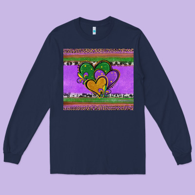 Mardi Gras Hearts And Fleur De Lis Long Sleeve Tee Designed By Jasminsmagicworld