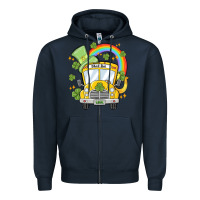 Navy st. patrick's day school bus Zipper Hoodie - MaliasSmallBusiness