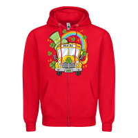 Red st. patrick's day school bus Zipper Hoodie - MaliasSmallBusiness