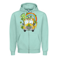 Seafoam st. patrick's day school bus Zipper Hoodie - MaliasSmallBusiness