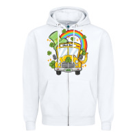 White st. patrick's day school bus Zipper Hoodie - MaliasSmallBusiness