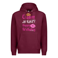 Burgundy Queen Was Born İn January Happy Birthday Premium Hoodie - Bettercallsaul