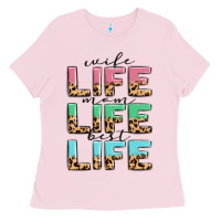 Bubblegum Pink wife life mom life best life Ladies Tee - MaliasSmallBusiness
