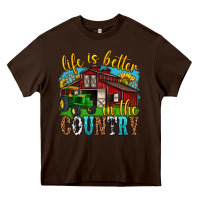 Chocolate Brown life is better in the country western Heavy Core Tee - texasbilliewilder
