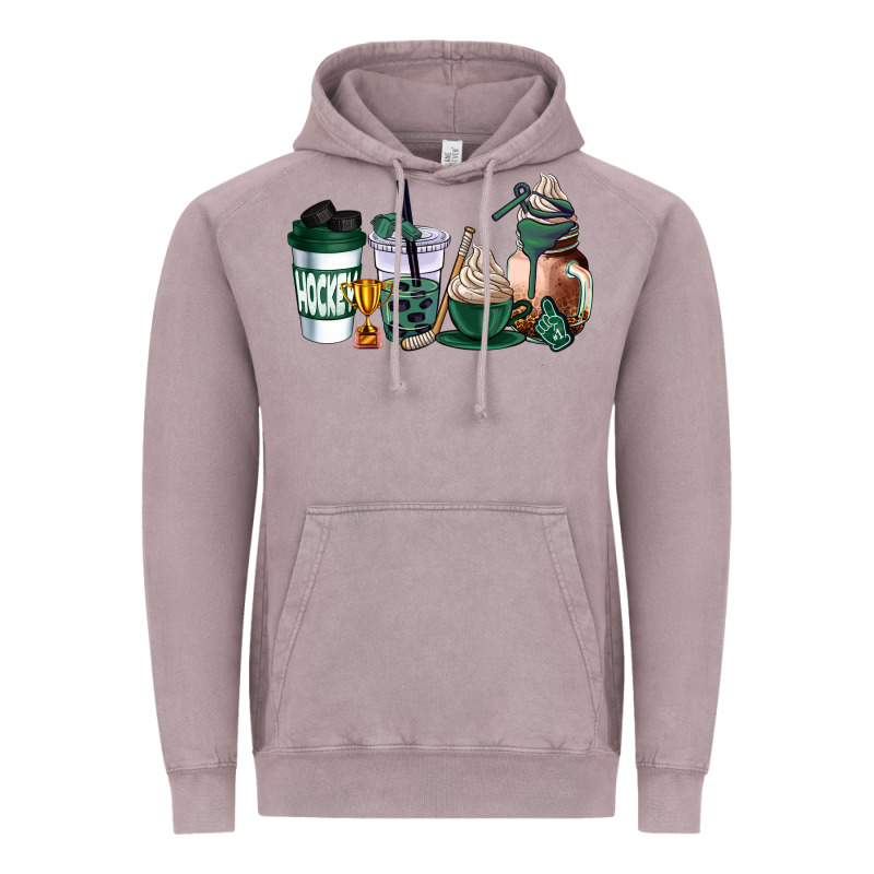 Hunter Green Hockey Coffee Cups Vintage Hoodie by AdoDesignShop | Teevron