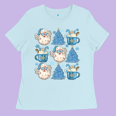 Ladies Tee santa claus doodles christmas