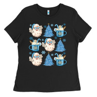 Black santa claus doodles christmas Ladies Tee - MaliasSmallBusiness