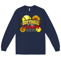 Navy Softball Is My Favorite Season Long Sleeve Tee - LillyAllenDesigns