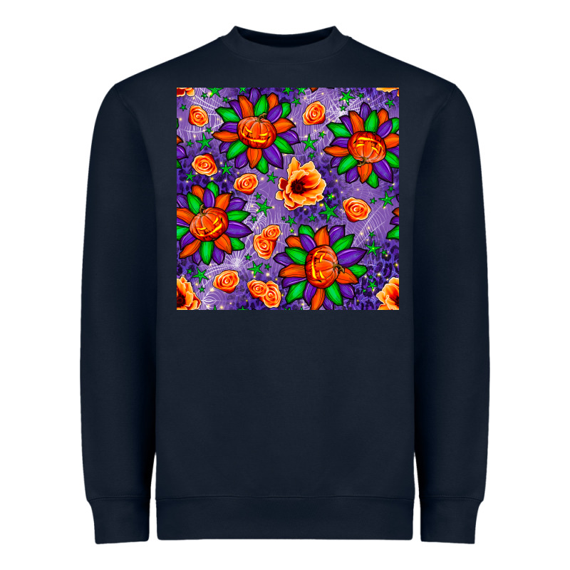 Pumpkin Flower Halloween Seamless Pattern Heavyweight Sweatshirt by BundleAndBundleShop | Teevron