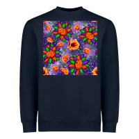 Navy pumpkin flower halloween seamless pattern Heavyweight Sweatshirt - BundleAndBundleShop