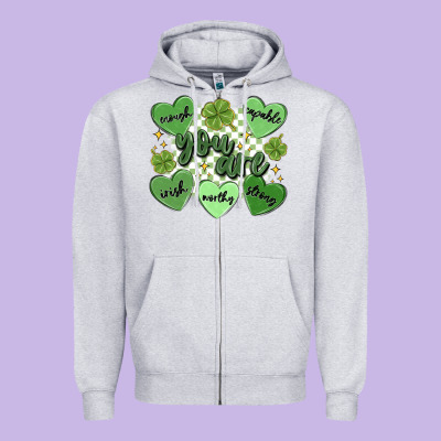 St. Patrick's Day Positive Affirmations Zipper Hoodie Designed By Maliassmallbusiness