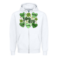 White st. patrick's day positive affirmations Zipper Hoodie - MaliasSmallBusiness