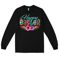 Black happy easter western floral serape leopard Long Sleeve Tee - Jasminsmagicworld