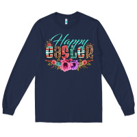 Navy happy easter western floral serape leopard Long Sleeve Tee - Jasminsmagicworld