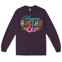 Plum happy easter western floral serape leopard Long Sleeve Tee - Jasminsmagicworld