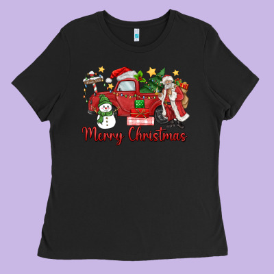 Ladies Tee merry christmas truck