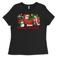 Black merry christmas truck Ladies Tee - MaliasSmallBusiness