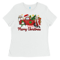 White merry christmas truck Ladies Tee - MaliasSmallBusiness