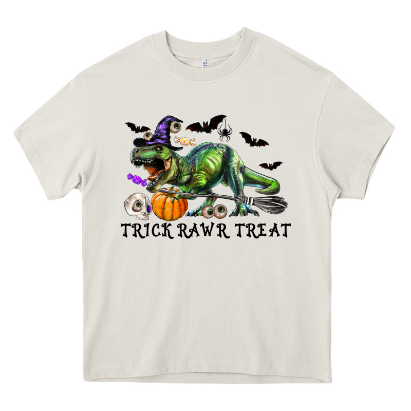T-rex Trick Rawr Treat Heavy Core Tee by RanaPortraitStore | Teevron