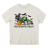 Cream T-Rex Trick Rawr Treat Heavy Core Tee - RanaPortraitStore