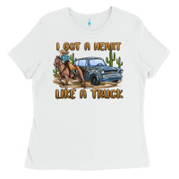 White i got a heart like a truck Ladies Tee - MaliasSmallBusiness