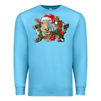 Ocean Blue Joy Christmas Goat Premium Sweatshirt - LillyAllenDesigns