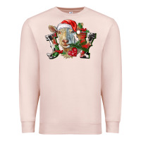 Pale Pink Joy Christmas Goat Premium Sweatshirt - LillyAllenDesigns