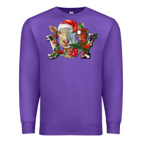 Purple Joy Christmas Goat Premium Sweatshirt - LillyAllenDesigns