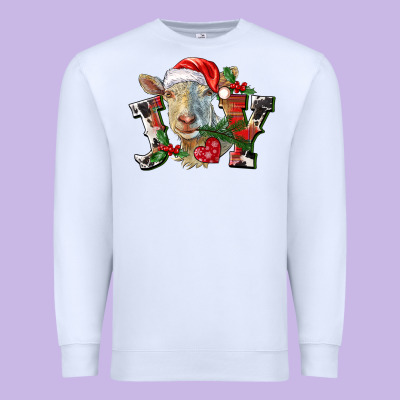 Joy Christmas Goat Premium Sweatshirt Designed By Lillyallendesigns