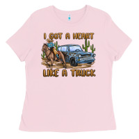 Bubblegum Pink i got a heart like a truck Ladies Tee - MaliasSmallBusiness