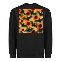 Black halloween bat and roses seamless pattern Heavyweight Sweatshirt - BundleAndBundleShop