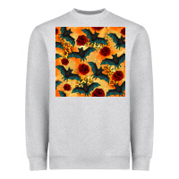 Heather Grey halloween bat and roses seamless pattern Heavyweight Sweatshirt - BundleAndBundleShop