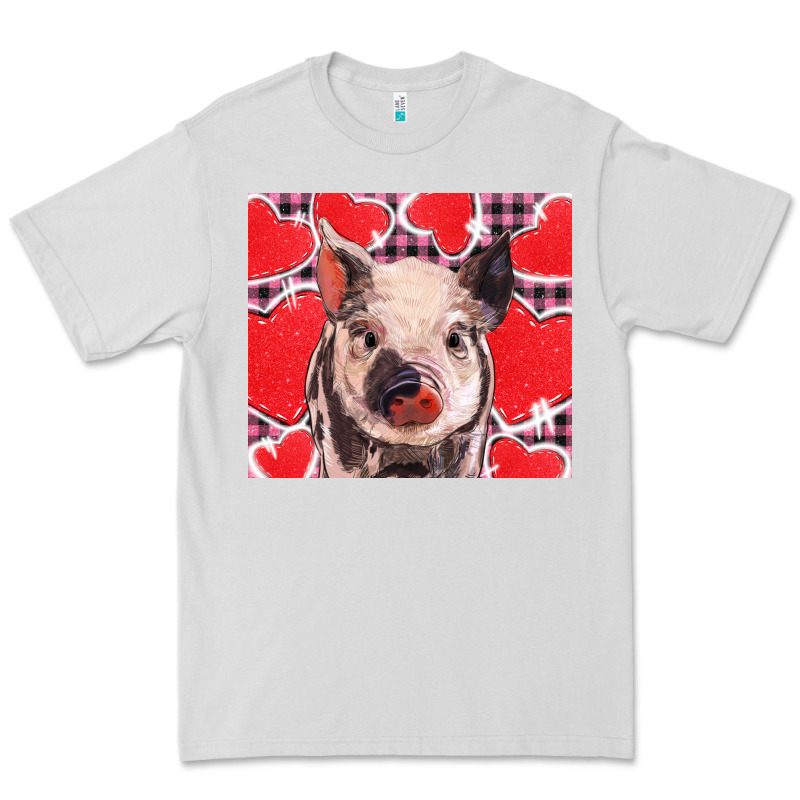 Valentine's Day Glitter Hearts Pig Premium Tee by BarkalooDesign | Teevron