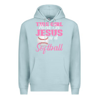 Blue Mist This Girl Jesus And Softball Premium Hoodie - Bettercallsaul