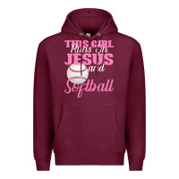 Burgundy This Girl Jesus And Softball Premium Hoodie - Bettercallsaul